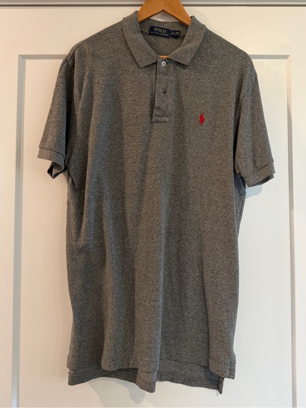Ralph Lauren Gray Polo with Red Pony Embroidery